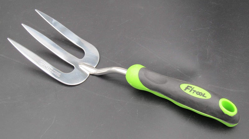 FITOOL Stainless Steel Garden Fork/Weeder 3T 12-Inch - Super Strong Premium Garden Hand Weeder Fork - Stainless Steel Blade Mirror Polishing - with Soft dual-color Ergonomic Handle - Image 2